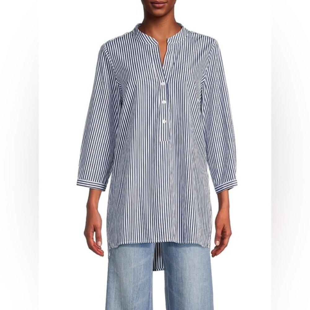 HARSHMAN Derrington Stripe Cotton Tunic Top small euc